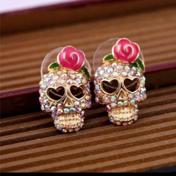 None Jewelry - NWT Sugar Skull Day of the Dead Stud Earrings!